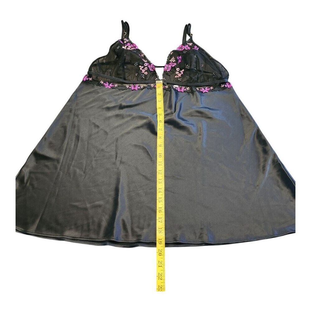 Victoria's Women's Secret Floral Embroidery Black Satin Slip Size XXL NWT - Picture 5 of 9